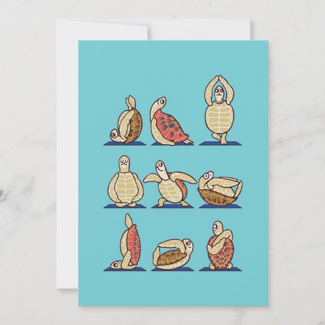 Turtle Lover Green Sea Turtle Yoga Save The Date (Front)