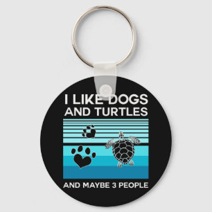 Turtle Lover   I Like Dogs And Turtles Key Ring