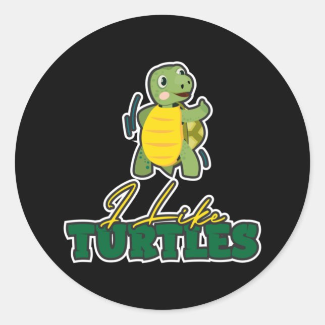 Turtle Lover | I Like Turtles Classic Round Sticker (Front)