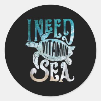 Turtle Lover | I Need Vitamin Sea And Turtles Classic Round Sticker