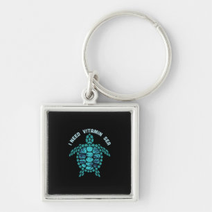 Turtle Lover I Need Vitamin Sea Key Ring