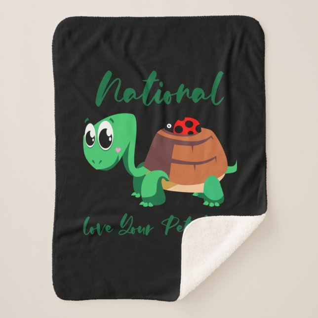 Turtle Lover | National Love Your Turtle Sherpa Blanket (Front)