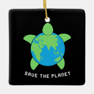 Turtle Lover Save The Turtle Planet Ceramic Ornament
