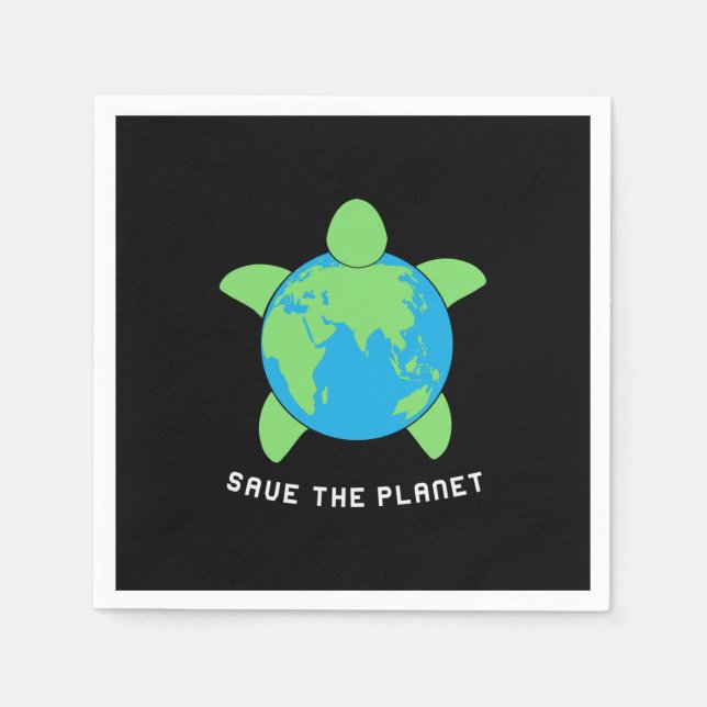 Turtle Lover | Save The Turtle Planet Napkin (Front)