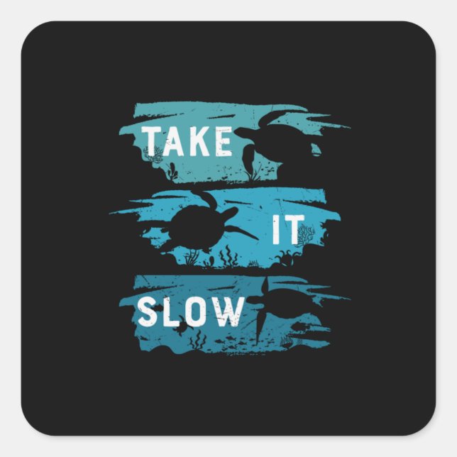 Turtle Lover | Take It Slow Square Sticker (Front)