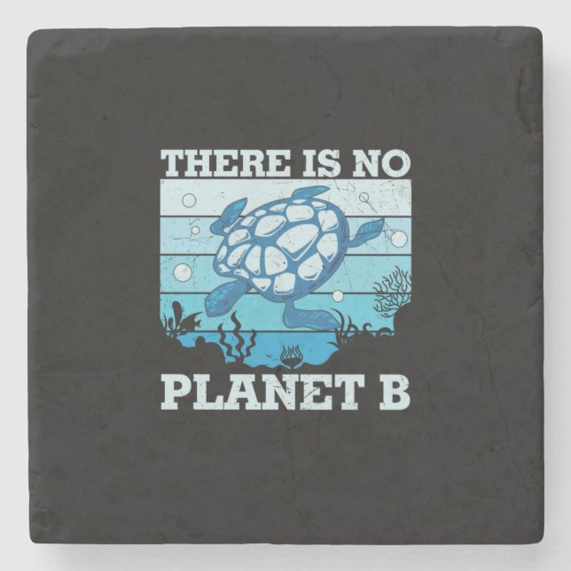 Turtle Lover | There Is No Planet B Stone Coaster (Front)