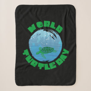 Turtle Lover World Turtle Day Sherpa Blanket