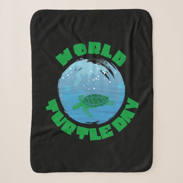 Turtle Lover | World Turtle Day Sherpa Blanket (Front)