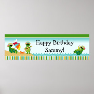 Turtle Luau Birthday Party Banner 40x12 Poster