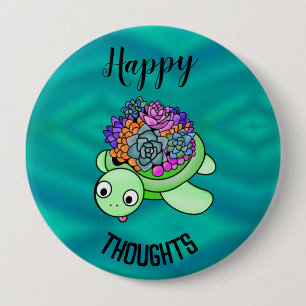 Turtle Lucky Three Ocean Beach Calm Happy Bright 10 Cm Round Badge