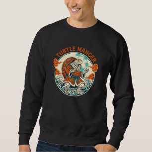 Turtle Mancer Mystic Ocean Waves Japanese Art Sweatshirt