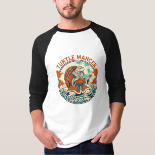 Turtle Mancer Mystic Ocean Waves Japanese Art T-Shirt
