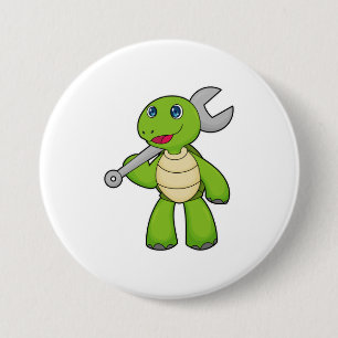 Turtle Mechanic Wrench 7.5 Cm Round Badge