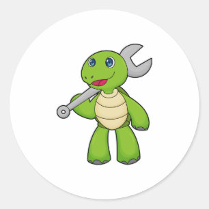Turtle Mechanic Wrench Classic Round Sticker