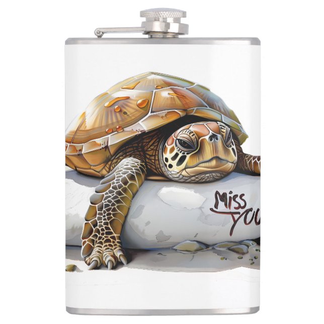 Turtle Miss You Flask (Front)