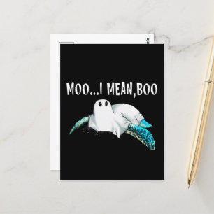 Turtle Moo I Mean Boo Funny Womens Halloween Gift Postcard