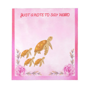 Turtle Motherly Love Personalised Pink Accent Rose Notepad