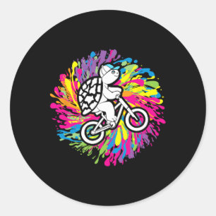 Turtle Mtb Cycling Mountain Biking Lover Tortoise Classic Round Sticker
