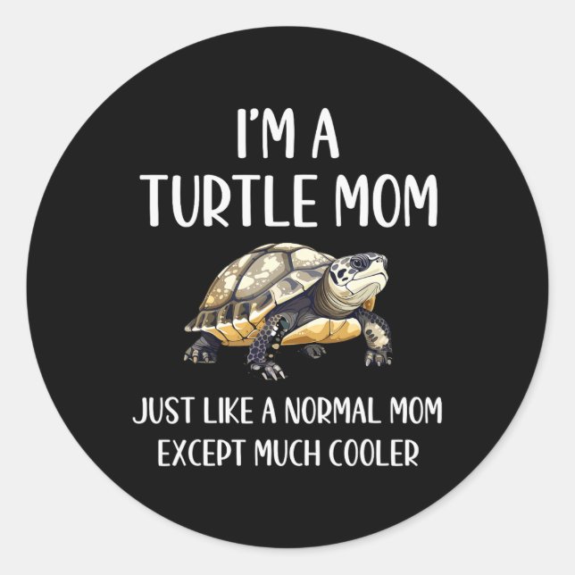 Turtle Mum Definition Funny Turtle Animals Lover M Classic Round Sticker (Front)