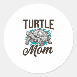 Turtle Mum Vintage Engraving Vector Design_1 Classic Round Sticker