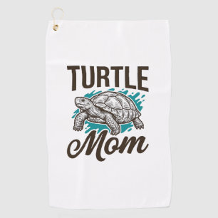 Turtle Mum Vintage Engraving Vector Design_1 Golf Towel