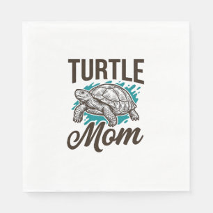 Turtle Mum Vintage Engraving Vector Design_1 Napkin