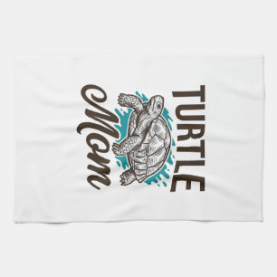 Turtle Mum Vintage Engraving Vector Design_1 Tea Towel