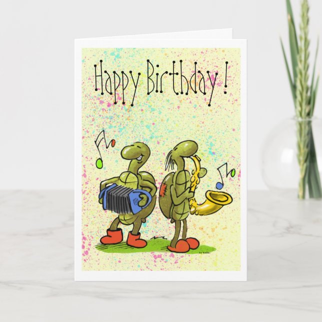 turtle music birthday card (Front)