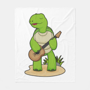 Turtle Musician Guitar Music Fleece Blanket