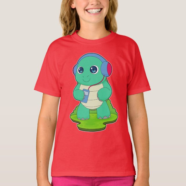 Turtle Musician Headphone Music T-Shirt (Front)