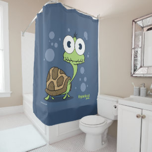 Turtle (Navy Blue Bg) Shower Curtain