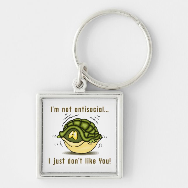 turtle not antisocial just dont like you key ring (Front)