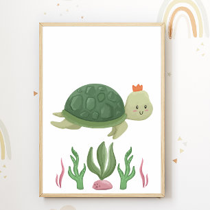 Turtle Nursery Poster Sea Animal Kids Room Decor