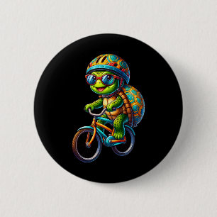 Turtle On Bicycle Lover Cycle Cyclist Bike Tour Cy 6 Cm Round Badge