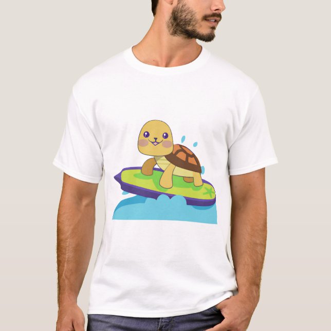 Turtle on surfboard T-Shirt (Front)