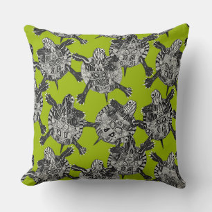 turtle party lime green cushion