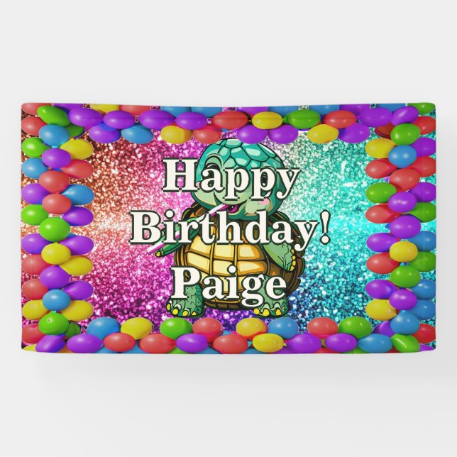 Turtle Personalised character birthday banner (Horizontal)