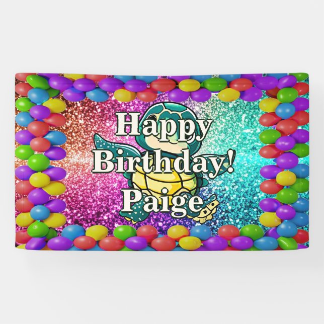 Turtle Personalised character birthday banner (Horizontal)