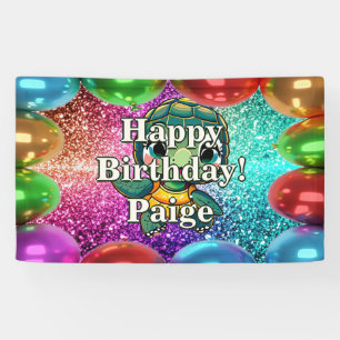 Turtle Personalised character birthday banner