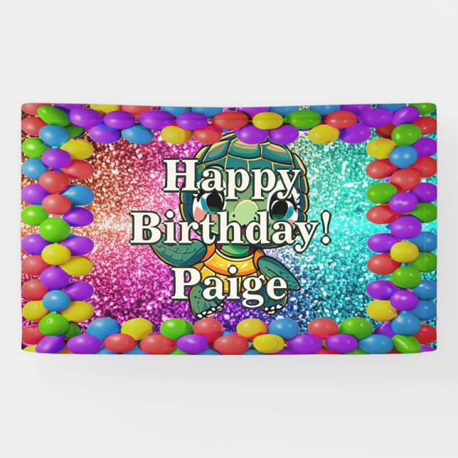 Turtle Personalised character birthday banner (Horizontal)