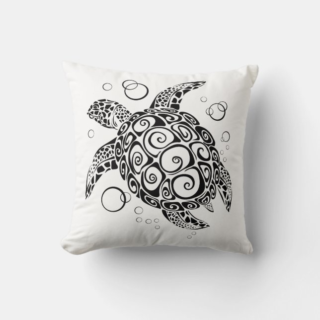Turtle Pillow, Save the Turtles, Sea Turtle Cushion (Front)