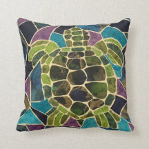 Turtle Pillow with Blue and Purple Background