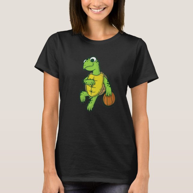 Turtle plays and loves Basketball T-Shirt (Front)