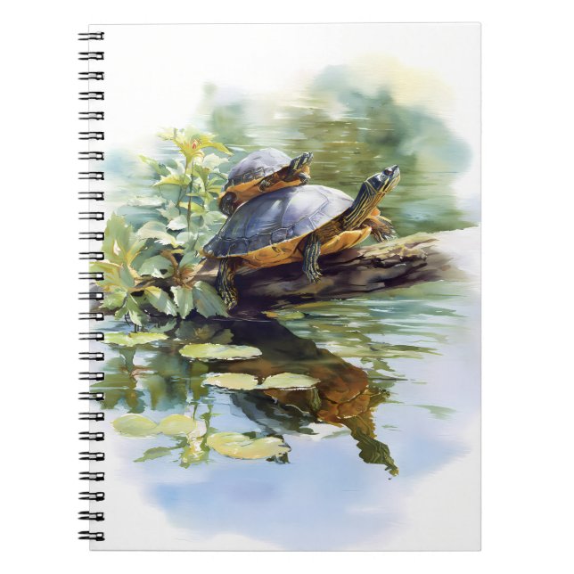 Turtle Pond Watercolor Reflection Notebook (Front)