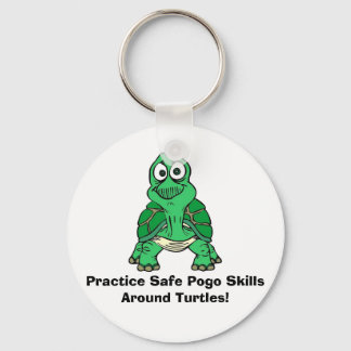 Turtle, Practice Safe Pogo Skills Around Turtles! Key Ring