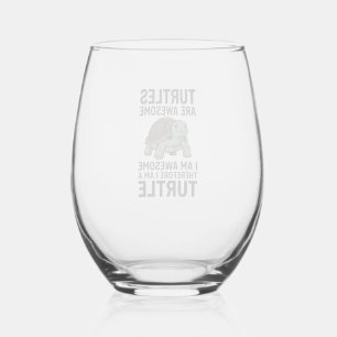 Turtle Quote Vintage Engraving Vector T-Shirt Desi Stemless Wine Glass