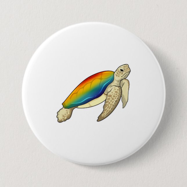 Turtle Rainbow 7.5 Cm Round Badge (Front)
