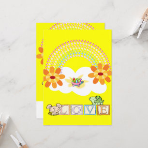 Turtle Rainbow Yellow Love Invitation 