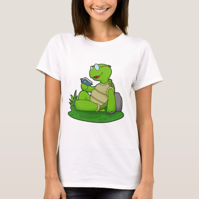Turtle Reading Book T-Shirt (Front)