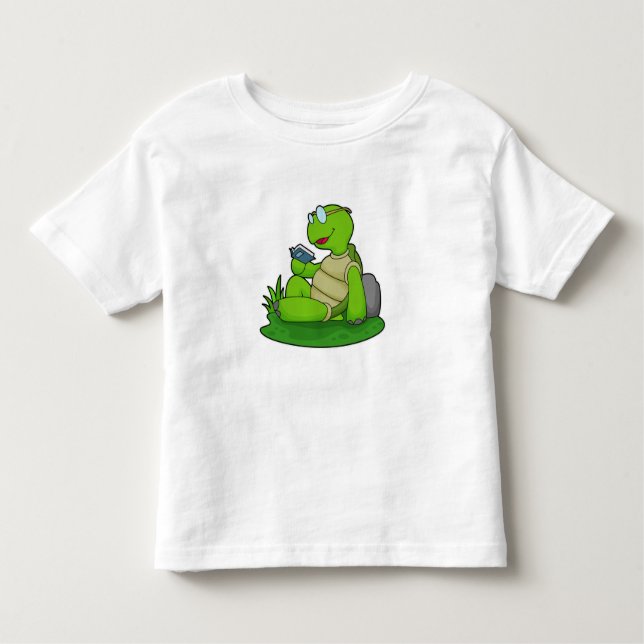 Turtle Reading Book Toddler T-Shirt (Front)
